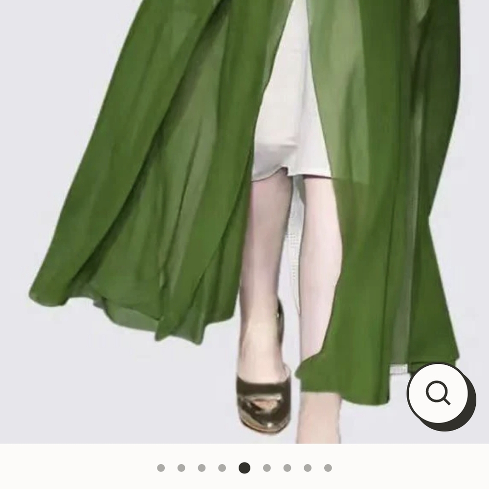 Elegant Green Sheer Long Cardigan - Picture 2 of 8